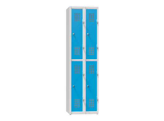 Fächerschrank mit 2 Fächern übereinander – mit 4Türen, geteilt XS64-18