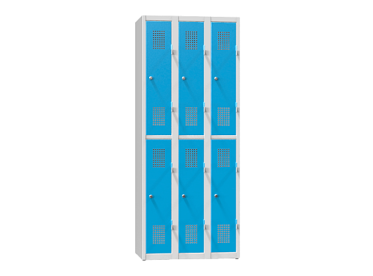 Fächerschrank mit 2 Fächern übereinander – mit 6Türen, geteilt XS96-18
