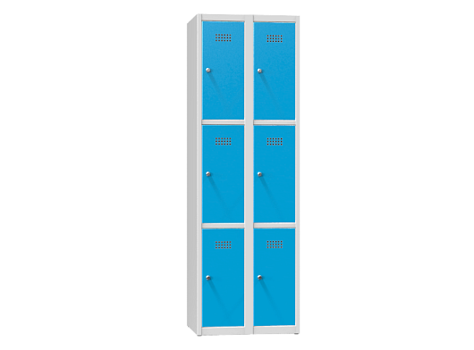 Fächerschrank mit 3 Fächern übereinander – mit 6 Türen XS66-18